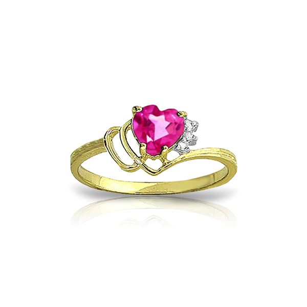 Genuine 0.97 ctw Pink Topaz & Diamond Ring 14KT Yellow Gold - REF-30W3Y