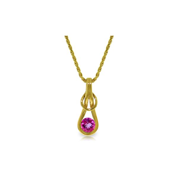 Genuine 0.65 ctw Pink Topaz Necklace 14KT Yellow Gold - REF-73A7K