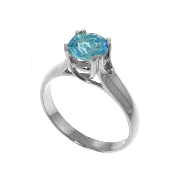 Genuine 1.10 ctw Blue Topaz Ring 14KT White Gold - REF-57R3P