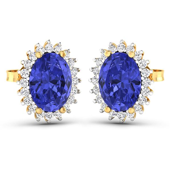 Natural 2.56 CTW Tanzanite & Diamond Earrings 14K Yellow Gold - REF-48H3M