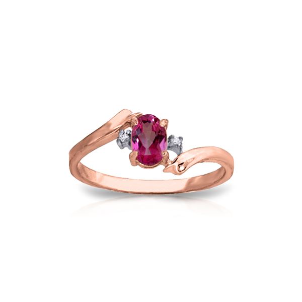 Genuine 0.46 ctw Pink Topaz & Diamond Ring 14KT Rose Gold - REF-28F3Z