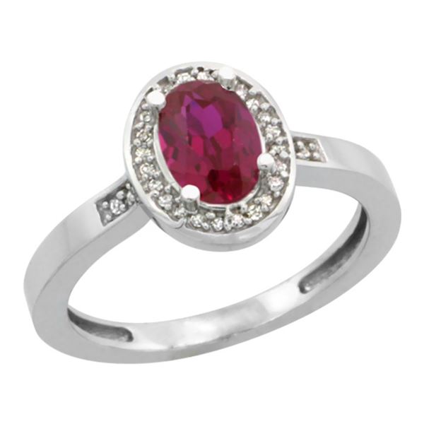 1.53 CTW Ruby & Diamond Ring 14K White Gold - REF-38M9K