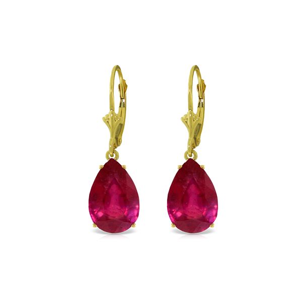 Genuine 10 ctw Ruby Earrings 14KT Yellow Gold - REF-81F2Z