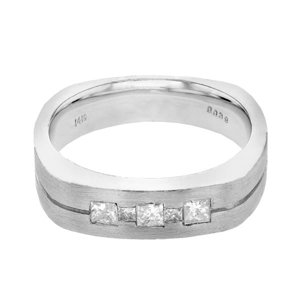 Natural 0.41 CTW Princess Diamond Ring 14K White Gold - REF-135T9X