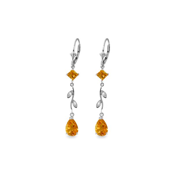 Genuine 3.97 ctw Citrine & Diamond Earrings 14KT White Gold - REF-44P9H