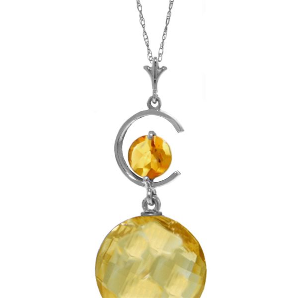 Genuine 5.8 ctw Citrine Necklace 14KT White Gold - REF-25F9Z