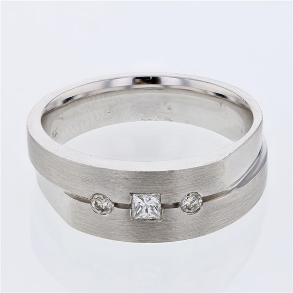 Natural 0.28 CTW Princess Diamond Ring 14K White Gold - REF-124N2Y