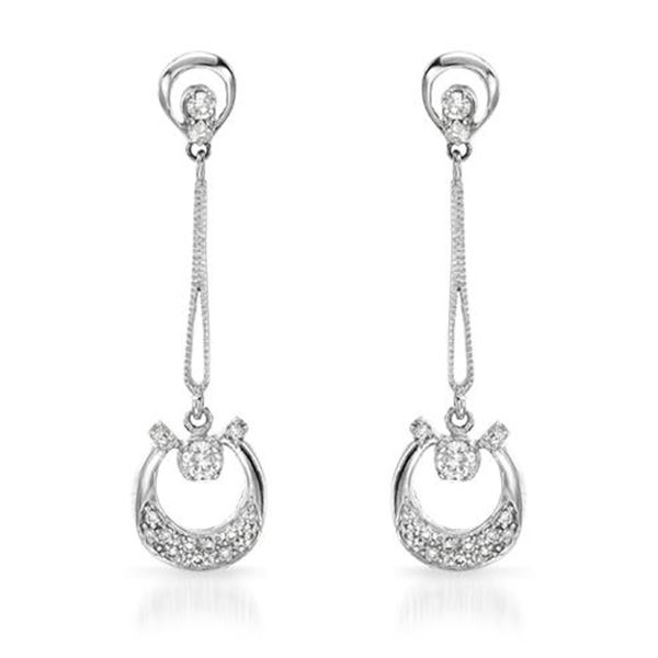 Natural 0.40 CTW Diamond Earrings 14K White Gold - REF-57W6H