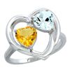 Image 1 : 2.61 CTW Diamond, Citrine & Aquamarine Ring 10K White Gold - REF-27M9K
