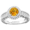 Image 1 : 1.20 CTW Citrine & Diamond Ring 14K White Gold - REF-86X4M