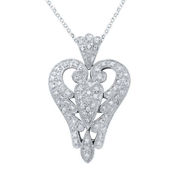 Natural 0.43 CTW Diamond Necklace 14K White Gold - REF-91F8M