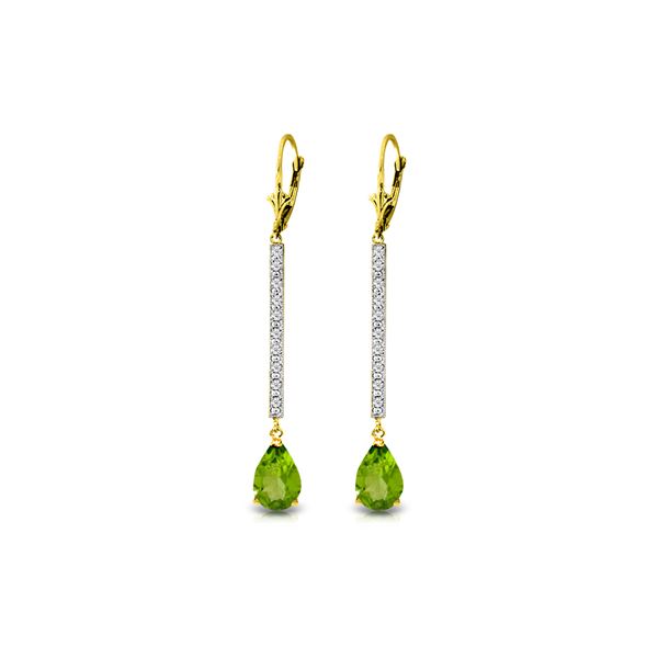 Genuine 3.6 ctw Peridot & Diamond Earrings 14KT Yellow Gold - REF-50H9X