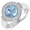 Image 1 : Natural 1.98 CTW Aquamarine & Diamond Ring 14K White Gold - REF-78H8M