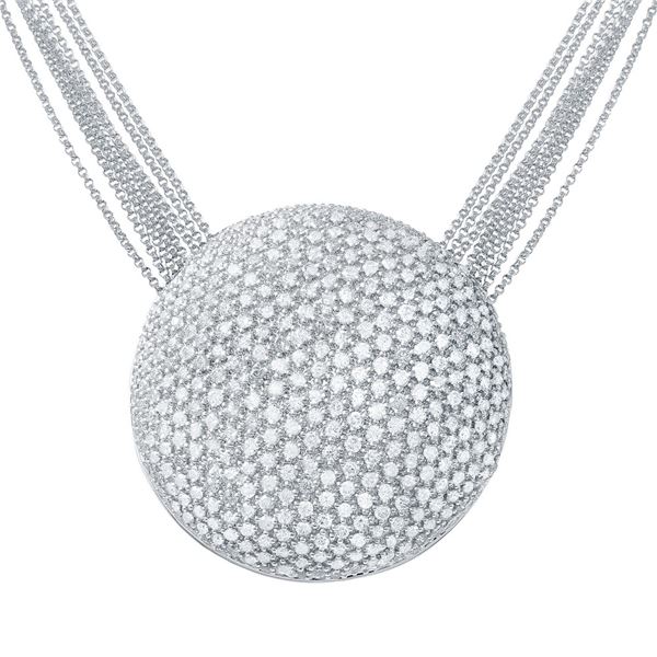 Natural 6.78 CTW Diamond Necklace 14K White Gold - REF-541F8M