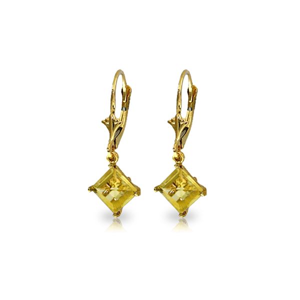 Genuine 3.2 ctw Citrine Earrings 14KT Yellow Gold - REF-30N2R