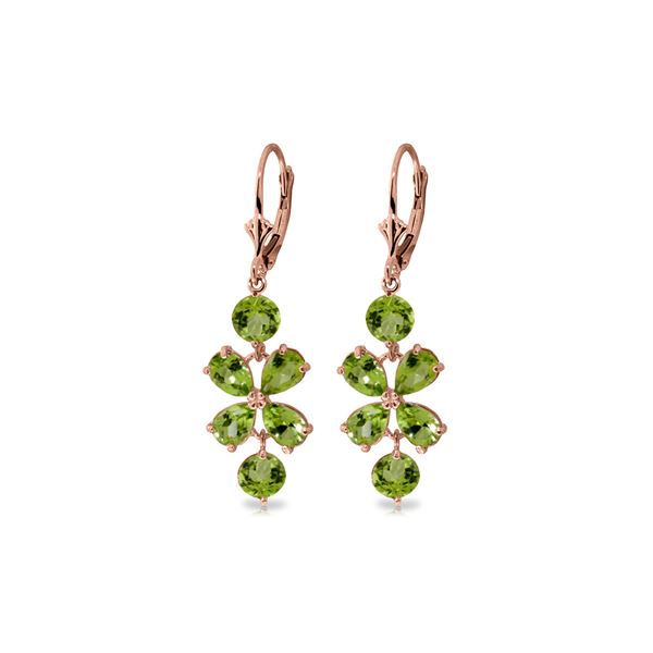 Genuine 5.32 ctw Peridot Earrings 14KT Rose Gold - REF-50V3W