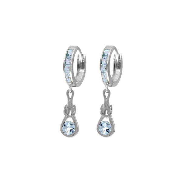 Genuine 2.15 ctw Aquamarine Earrings 14KT White Gold - REF-80M4T