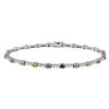 Image 1 : Natural 3.23 CTW Multi-Sapphire & Diamond Bracelet 14K White Gold - REF-127T8X