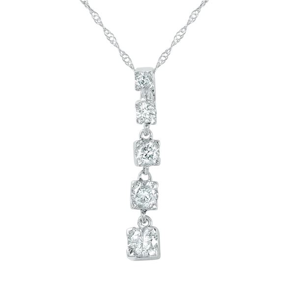 Natural 0.50 CTW Diamond Necklace 14K White Gold - REF-67F5M