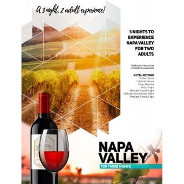 Napa Trip 2 Adults 3 Nights