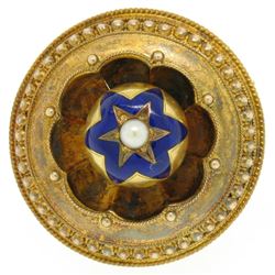 Antique Victorian Etruscan 15k Solid Gold Hair Picture Locket Brooch Pin Pendant