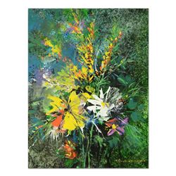 Thomas Leung, "Little Yellow Flower" Original Oil Painting on Canvas Board, Hand