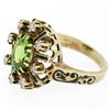 Image 2 : Vintage 14K Yellow Gold 2.43 ctw Oval Peridot Diamond & Black Enamel Halo Ring