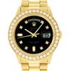 Image 1 : Rolex Mens 18K Yellow Gold Black Diamond 2.5 ctw Quickset President Wristwatch W