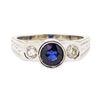 Image 2 : 1.60 ctw Blue Sapphire And Diamond Ring - 14KT White Gold