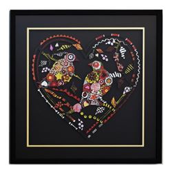 Patricia Govezensky, "Love Birds XII" Framed Original Painting on Laser Cut Stee