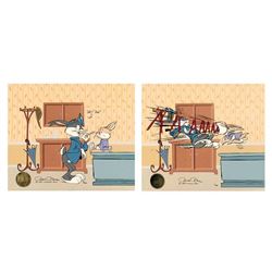 Chuck Jones "Bugs Doctor: Aahh.. (Diptych)" Hand Signed, Hand Painted Limited Ed