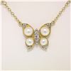 Image 1 : 14K Yellow Gold Pearl & Diamond Butterfly Pendant Necklace w/ Pearl By the Yard