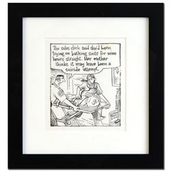 Bizarro! "Bathing Suit" is a Framed Original Pen & Ink Drawing, by Dan Piraro, H
