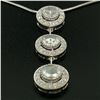 Image 7 : Vintage 18K White Gold 2.59 ctw 3 Rose Cut Diamond Drop Pendant w/ Triple Halo
