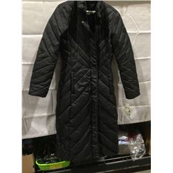 Larry Levine Long Puffer Coat with Fur Trim Hood (M)