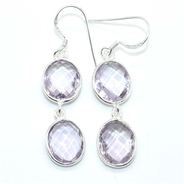 Silver Pink Amethyst(5.4ct) Earrings (~weight 4.7g), Suggested Retail Value $150