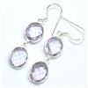 Image 3 : Silver Pink Amethyst(5.4ct) Earrings (~weight 4.7g), Suggested Retail Value $150