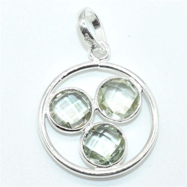 Silver Green Amethyst Cz(3.3ct) Pendant (~weight 3.15g), Suggested Retail Value $100