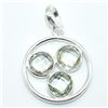 Image 1 : Silver Green Amethyst Cz(3.3ct) Pendant (~weight 3.15g), Suggested Retail Value $100