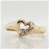Image 4 : 10K Yellow Gold Diamond(0.04ct) 3 Stone Heart Ring (~Size 6.25)(Ring is resizable for $40), Made in 