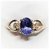 Image 2 : 10K Yellow Gold Tanzanite(1.15ct) 2 Diamond(0.03ct) Claw Set, 1 Oval Mix Cut Tanzanite, 2 Diamond(Si