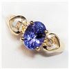 Image 3 : 10K Yellow Gold Tanzanite(1.15ct) 2 Diamond(0.03ct) Claw Set, 1 Oval Mix Cut Tanzanite, 2 Diamond(Si