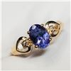 Image 4 : 10K Yellow Gold Tanzanite(1.15ct) 2 Diamond(0.03ct) Claw Set, 1 Oval Mix Cut Tanzanite, 2 Diamond(Si