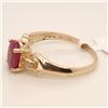 Image 3 : 10K Yellow Gold Ruby(1.4ct) 2 Diamond(0.03ct) Claw Set, 1 Intense Red Ruby, 2 Diamonds(Si,G-H) Ring 