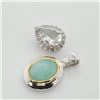 Image 1 : Silver Emerald(1.3ct) White Topaz Set Of 2 Pendants, Suggested Retail Value $160