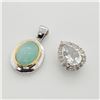 Image 2 : Silver Emerald(1.3ct) White Topaz Set Of 2 Pendants, Suggested Retail Value $160