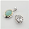 Image 3 : Silver Emerald(1.3ct) White Topaz Set Of 2 Pendants, Suggested Retail Value $160
