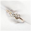 Image 3 : 10K Yellow Gold Diamond(0.03ct) 2 Hearts Ring (~Size 6.75)(Ring is resizable for $40), Made in Canad