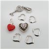 Image 1 : Silver Amethyst Marcasite Cubic Zirconia Heart Shaped Set Of 8 Charms, Suggested Retail Value $200 (