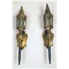 Image 1 : A PAIR OF BRASS AND PART-EBONIZED WALL SCONCES